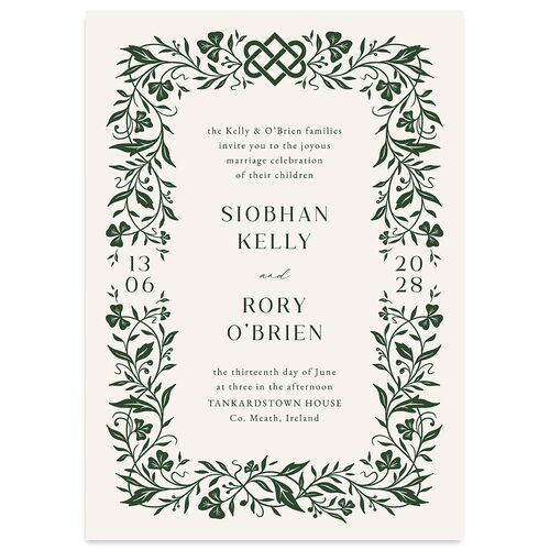 Celtic Knot Wedding Invitations Hunter Green Signature Blank No Standard