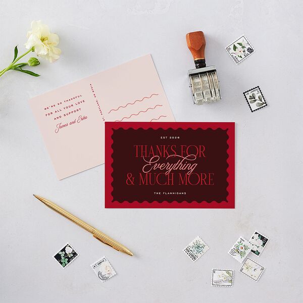 Most Wonderful Greeting Thank You Postcards Maroon