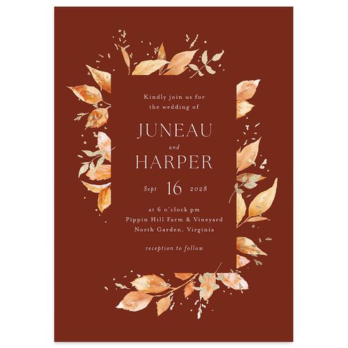 Autumn Frame Wedding Invitations Gold Rust Signature Blank No