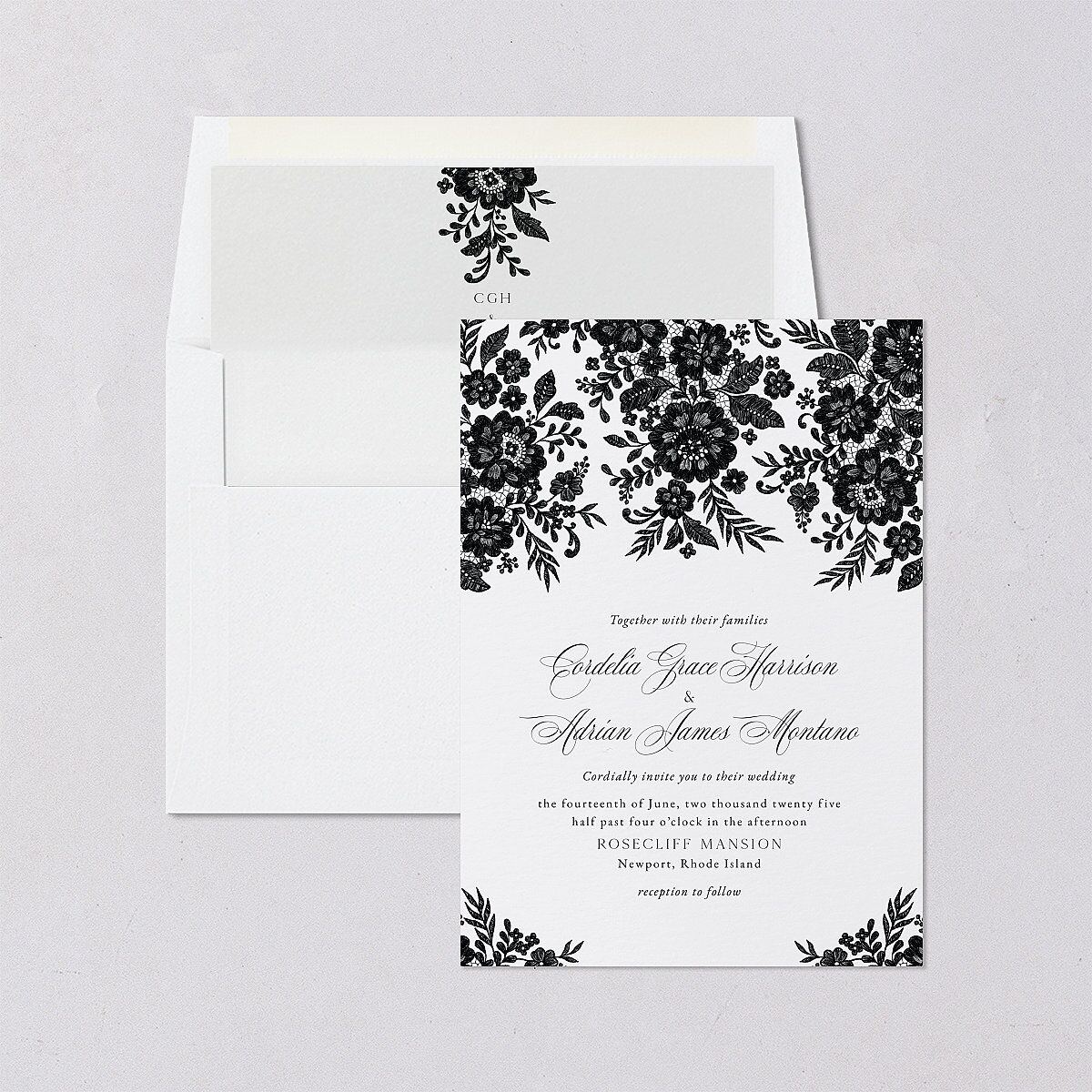 Ornate Lace Standard Envelope Liners Midnight Standard