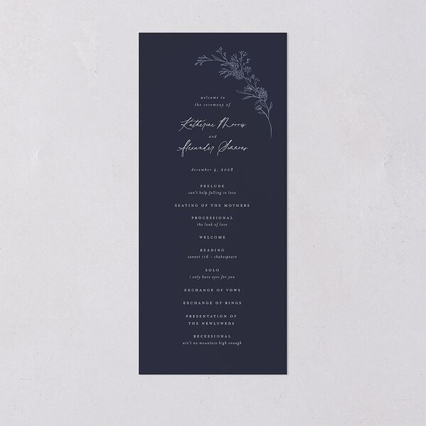 Romantic Branches Wedding Programs Navy Signature