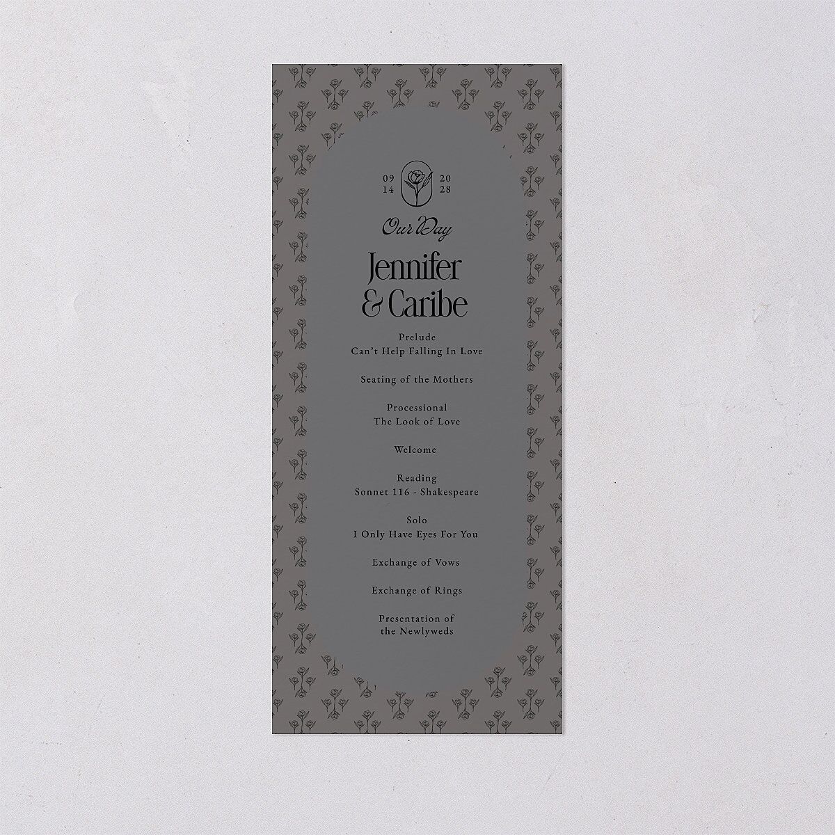 Vintage Romantic Photo Wedding Programs Medieval Grey Signature