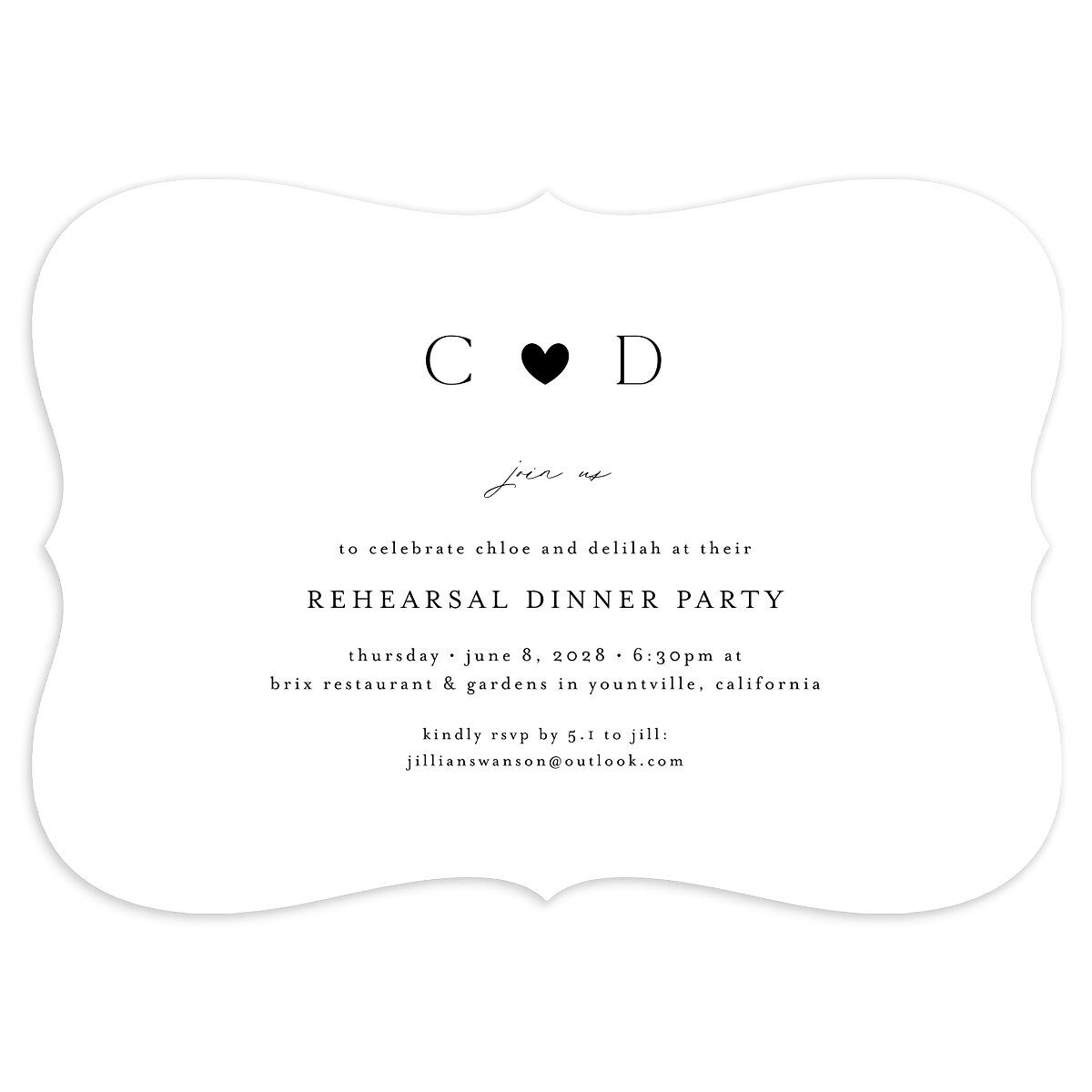 Dainty Heart Rehearsal Dinner Invitations