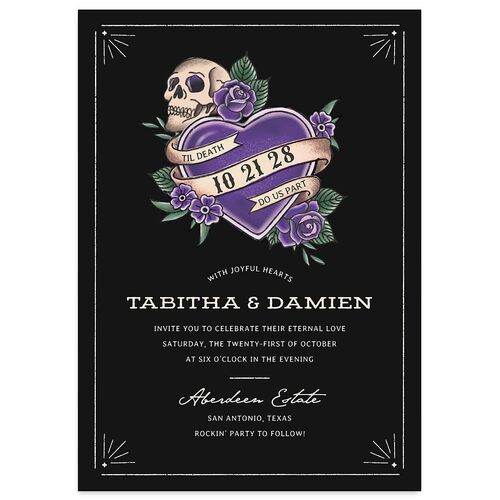 Til Death Tattoos Wedding Invitations Jewel Purple Signature Blank No Standard