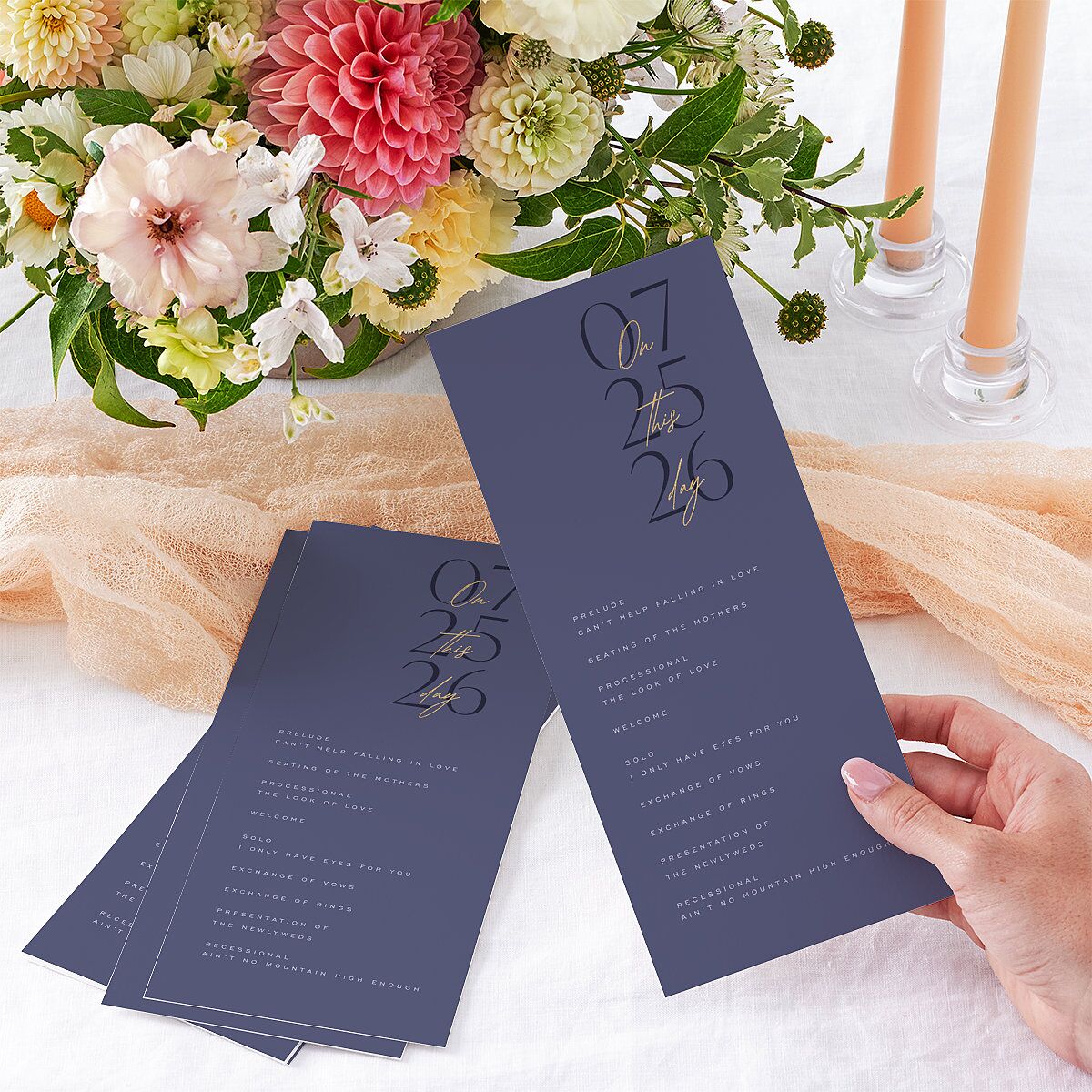 On This Day Wedding Programs Gold Midnight Navy Signature