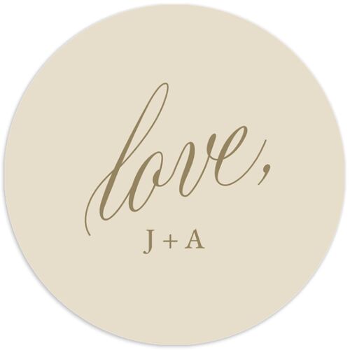 We're Engaged Calligraphy Engagement Party Stickers Champagne Circle
