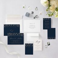 Elegant Glow Wedding Invitations Navy Signature Blank No Standard