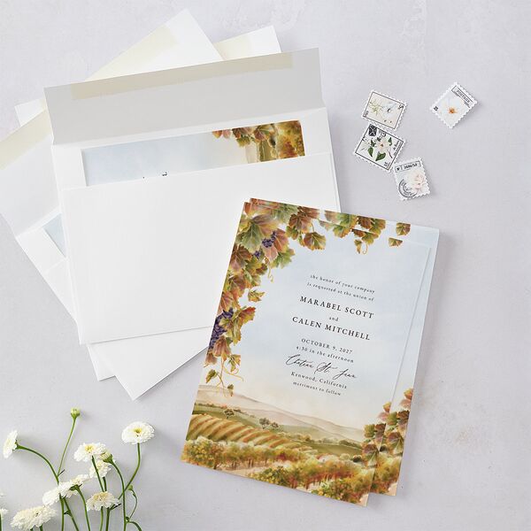 Romantic Vineyard Wedding Invitations Rust Signature Blank No Standard