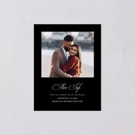 Classic Champagne with Bows Save the Date Petite Cards Pure White Signature smooth Blank No Standard
