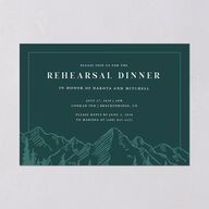 Mountain Escape Rehearsal Dinner Invitations Dark Emerald Signature Blank