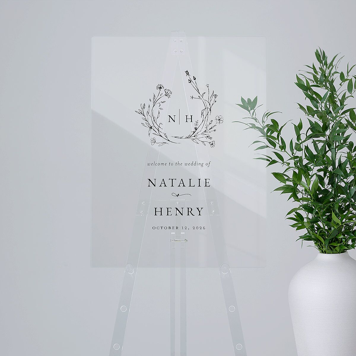 Natural Monogram Acrylic Welcome Sign Medium Midnight Navy Standard Acrylic M Welcome