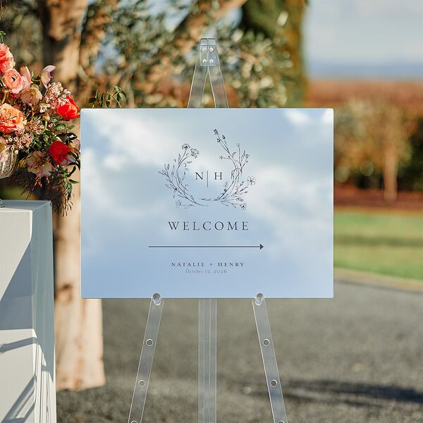 Natural Monogram Mirrored Acrylic Direction Sign Medium Midnight Navy Mirrored Acrylic M Direction Standard