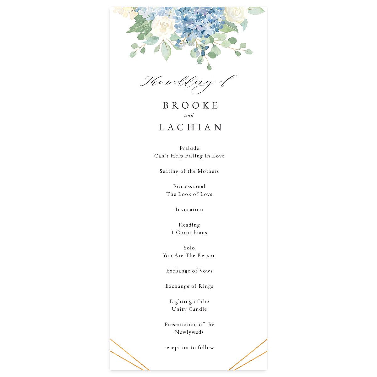 Elegant Hydrangea Wedding Programs