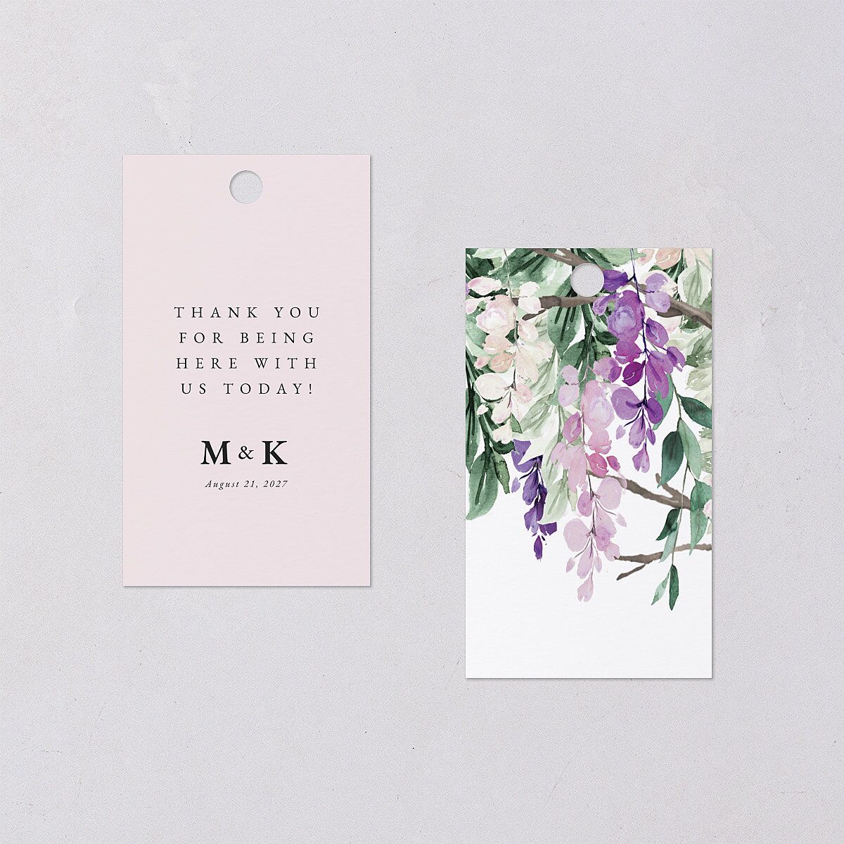 Romantic Wisteria Favor Gift Tags Purple Petal Signature