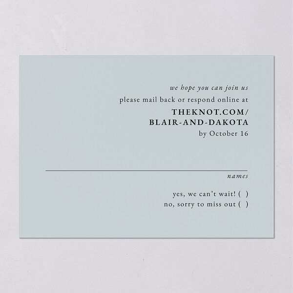 Vertical Names Wedding Response Cards Licorice Signature