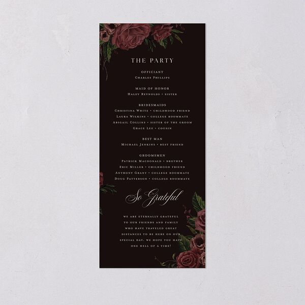 Dark Gothic Roses Wedding Programs Burgundy Signature
