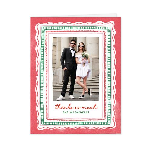 Whimsical Painted Holiday Border Thank You Cards Scarlet
