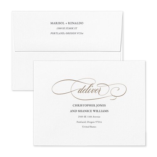 Polished Photo Foil Thank You Card Envelopes Navy White Both Recipient and Return Addresses Signature Standard