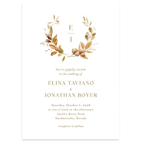 Leafy Rustic Monogram Wedding Invitations Buttercup Signature Blank No