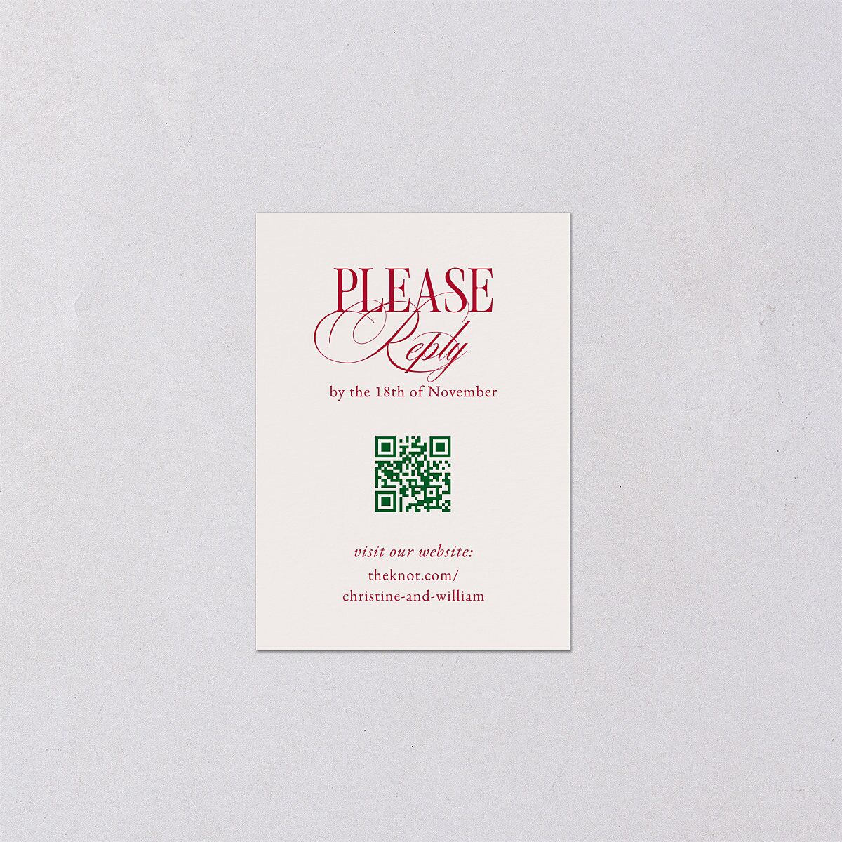 Elegant Vintage Christmas QR Code RSVP Cards Jewel Red Signature Standard