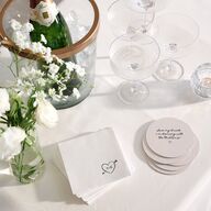 Vintage Lovebird Banner Cocktail Napkins Linen Napkin Uncoined