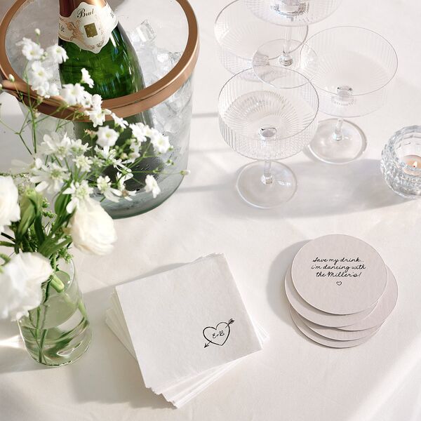 Vintage Lovebird Banner Cocktail Napkins Linen Napkin Uncoined