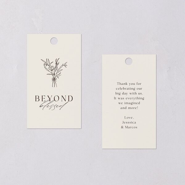 Simple Boho Flowers Favor Gift Tags Champagne Signature