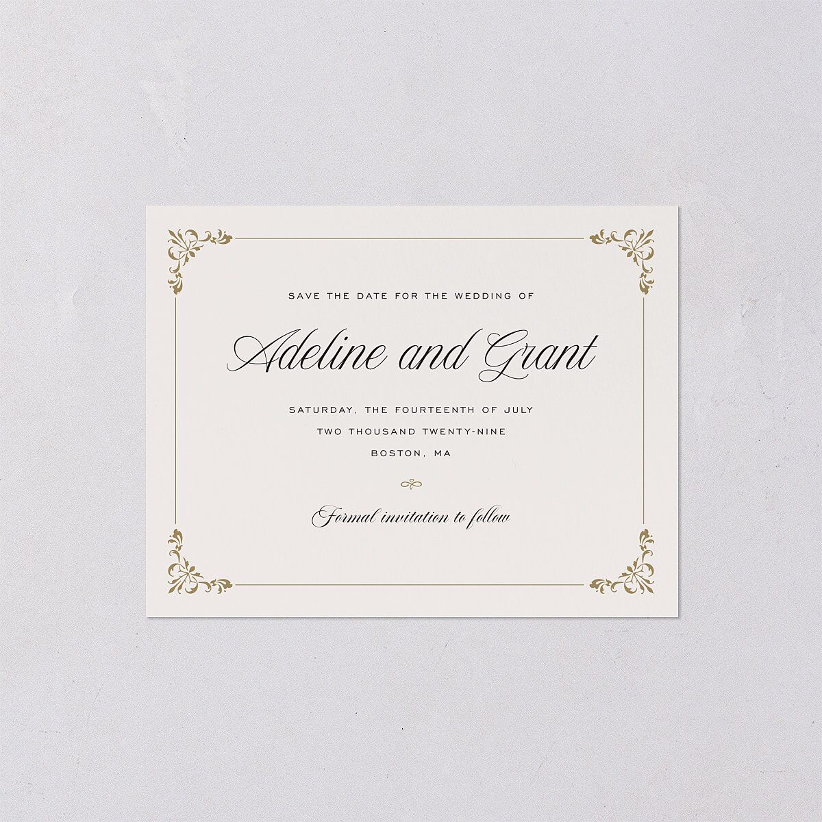 Old Money Save the Date Petite Cards Champagne Signature smooth Blank No Standard