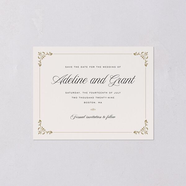 Old Money Save the Date Petite Cards Champagne Signature smooth Blank No Standard