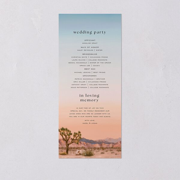 Desert Cactus Wedding Programs Peach Fuzz Signature