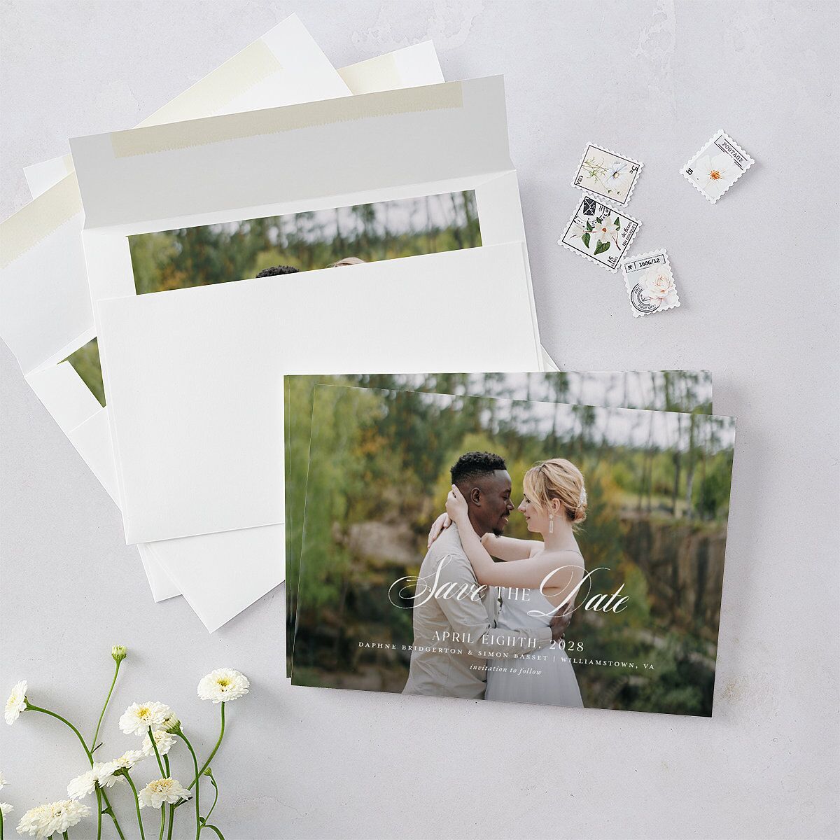 Formal Wisteria Garden Crest Save the Date Cards by Bridgerton — view 5