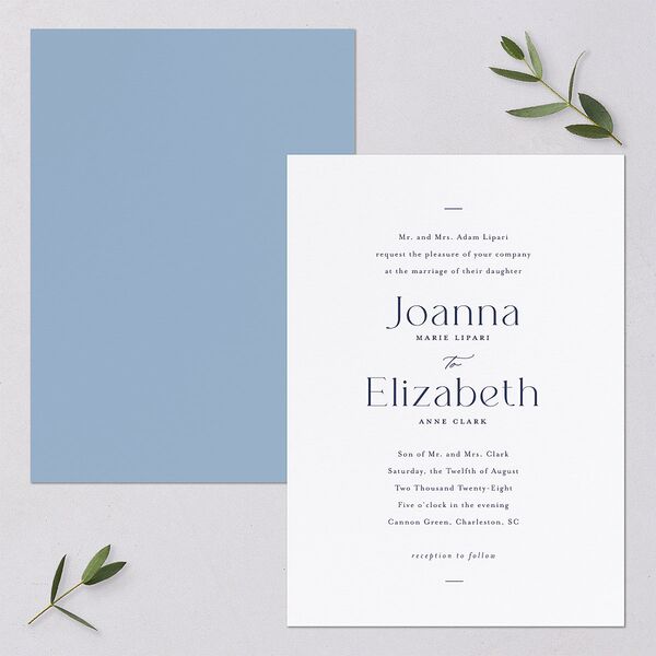 Refined Wedding Invitations Sea Blue Signature Blank No