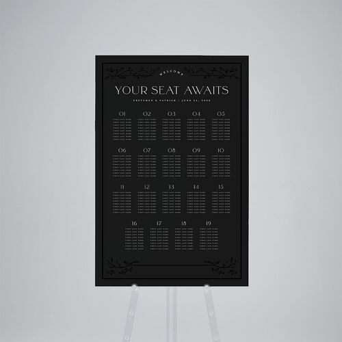 Storybook Filigree Standard Seating Chart Large Charcoal Standard Outdoor Corrugated L Seating
