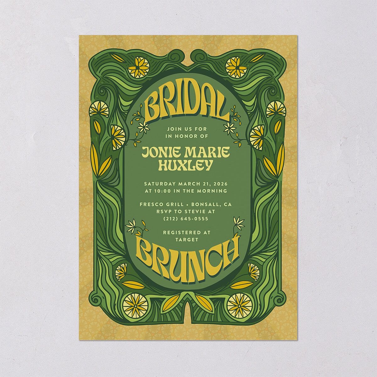 Wedstock Bridal Shower Invitations Scottish Green Signature Blank