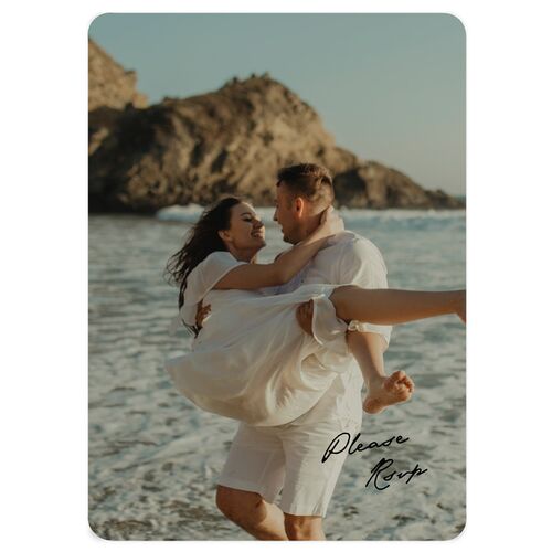 Vintage Film Photo Wedding Response Cards Sand Signature Rounded