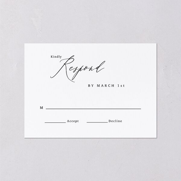 Minimal Calligraphy Wedding Response Cards Midnight Signature Standard