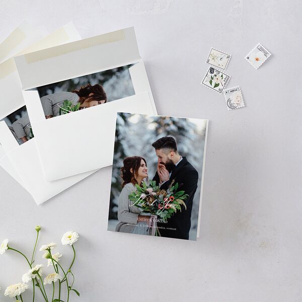 Festive Garland Thank You Cards Hunter Green
