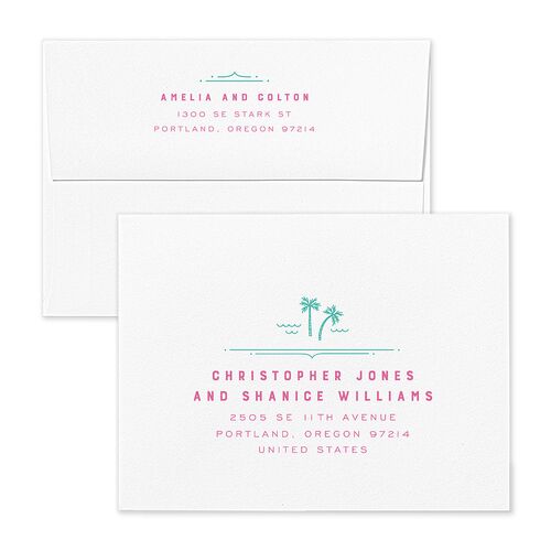 Iconic Beach Thank You Card Envelopes White Sky Both Recipient and Return Addresses Signature Standard