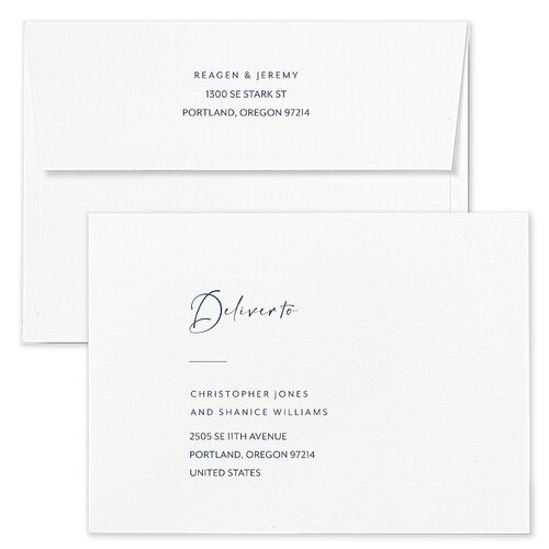Modern Arc Rehearsal Dinner Invitation Envelopes Terracotta Moody Blue Recipient Address Signature Standard