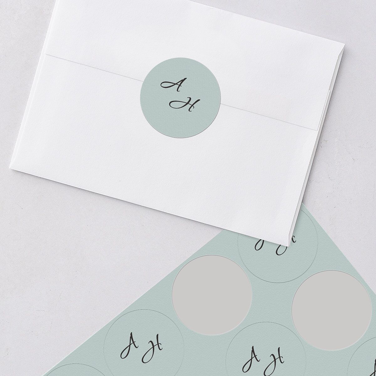 Beach Monogram Wedding Stickers Pale Blue