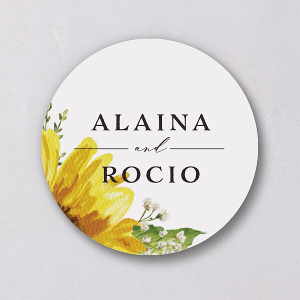 Rustic Sunflower Wedding Stickers Solar Power Circle