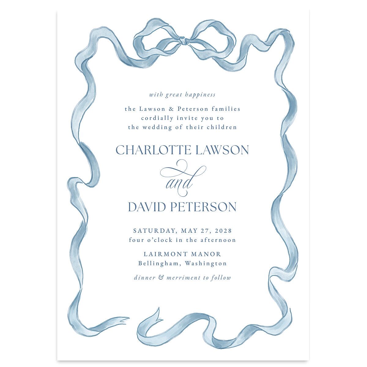 Vintage Bow Wedding Invitations