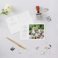 Luxury Floral Monogram Save the Date Postcards Cotton