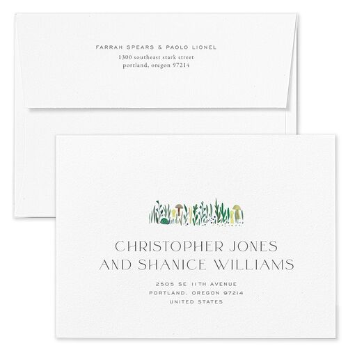 Mushroom Magic Wedding Invitation Envelopes Rose Moody Blue Return Address Standard Signature