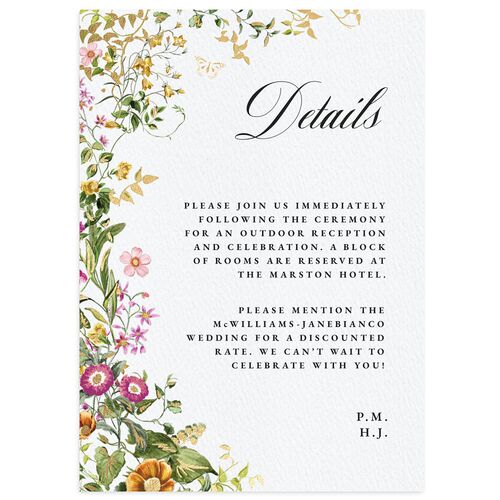 Opulent Garden Foil Wedding Enclosure Cards Gold Solar Power Signature Standard
