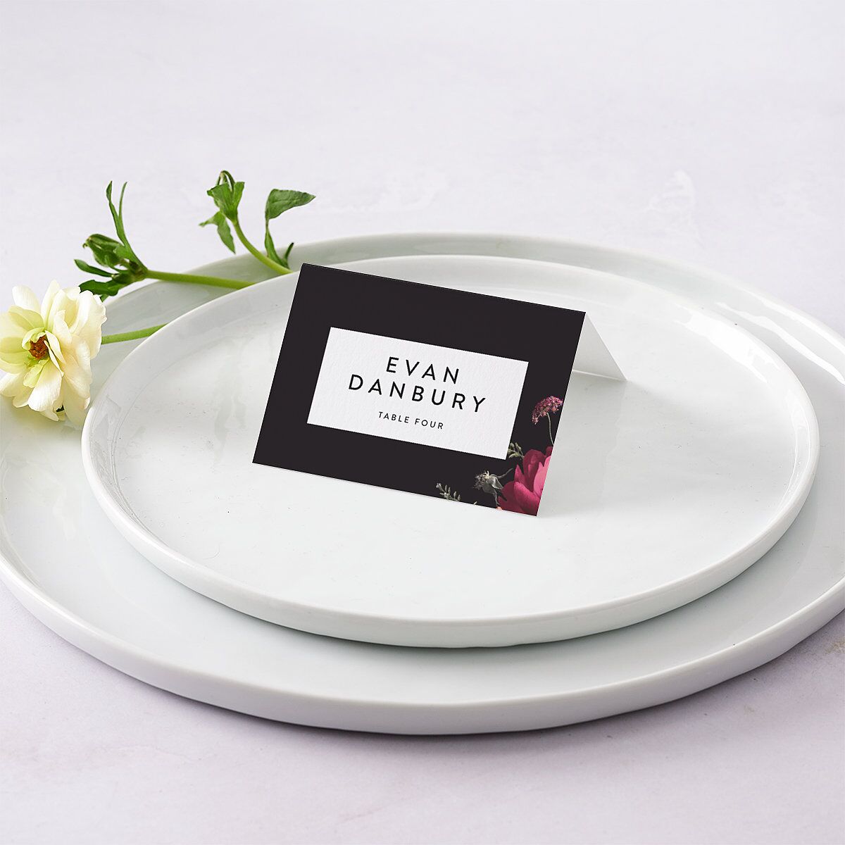 Blooming Botanical Place Cards Midnight Signature
