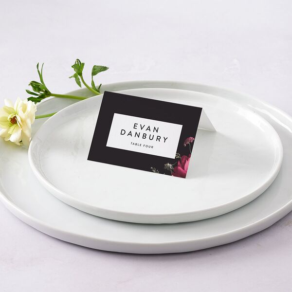 Blooming Botanical Place Cards Midnight Signature
