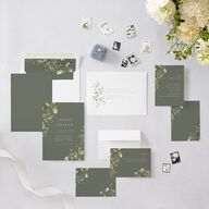 Gilded Greenery Wedding Invitations Gold Deep Olive Signature Blank No Standard