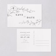 Graceful Botanical Save The Date Postcards Shadow Gray