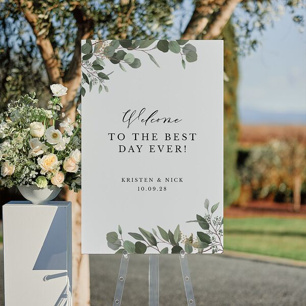 Eucalyptus Frame Standard Welcome Sign Large Pure White Standard Indoor Foam Core L Welcome